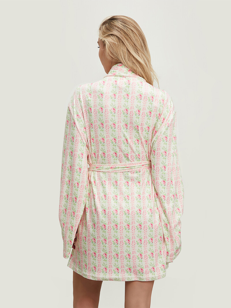 Női puha pamut hosszú köntös Luxus virágos, gyümölcsmintás flanel kendő gallér pongyola fürdőköpeny meleg nappali köntös Pjs hálóruha