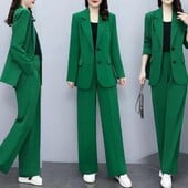 Costum cu pantaloni cu talie elastică Set de costume de afaceri elegante pentru femei cu închidere cu nas cu revere cardigan Pantaloni cu picioare largi Formal for Plus