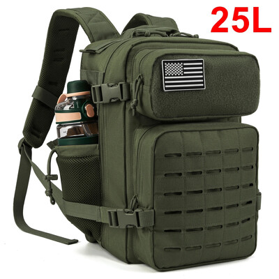 QT&QY 25L/45L taktički ruksak za žene/muškarce Laser Cut Molle Survival Daypack Školska torba Gym Ruksak s dvostrukim držačem za čaše