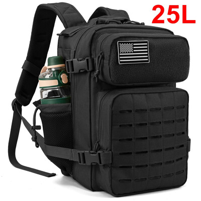 QT&QY 25L/45L taktički ruksak za žene/muškarce Laser Cut Molle Survival Daypack Školska torba Gym Ruksak s dvostrukim držačem za čaše