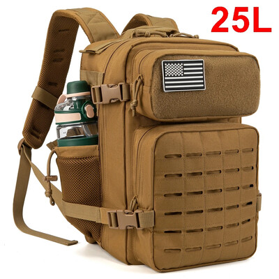 QT&QY 25L/45L taktički ruksak za žene/muškarce Laser Cut Molle Survival Daypack Školska torba Gym Ruksak s dvostrukim držačem za čaše
