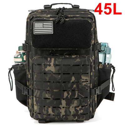 QT&QY 25L/45L taktički ruksak za žene/muškarce Laser Cut Molle Survival Daypack Školska torba Gym Ruksak s dvostrukim držačem za čaše