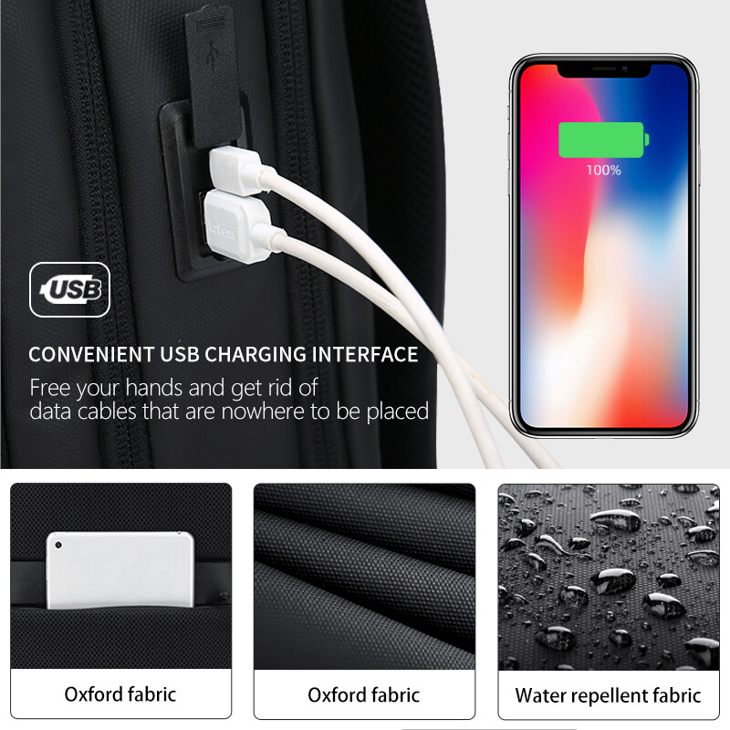 Fenruien Slim 15,6 hüvelykes laptop hátizsák többfunkciós alkalmi üzleti férfi hátizsák USB Charge Divat iskolai hátizsákok Unisex