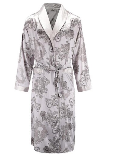 Pánske župany, nočné košele s dlhým rukávom, kimono, župan, hodvábny satén, pyžamo s potlačou draka, pyžamá na spanie, nočné košele, ležérne domáce oblečenie
