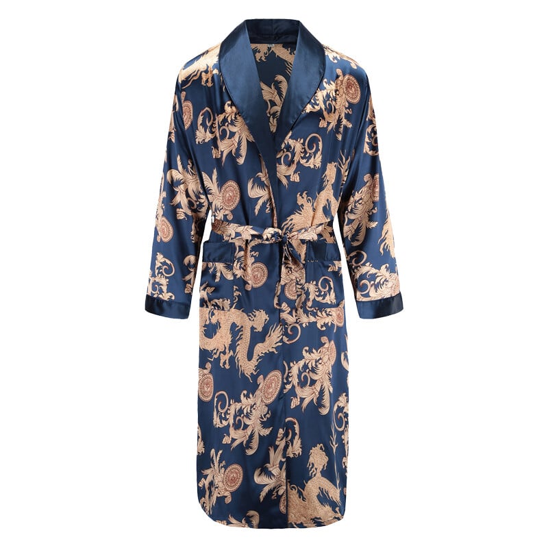 Pánske župany, nočné košele s dlhým rukávom, kimono, župan, hodvábny satén, pyžamo s potlačou draka, pyžamá na spanie, nočné košele, ležérne domáce oblečenie