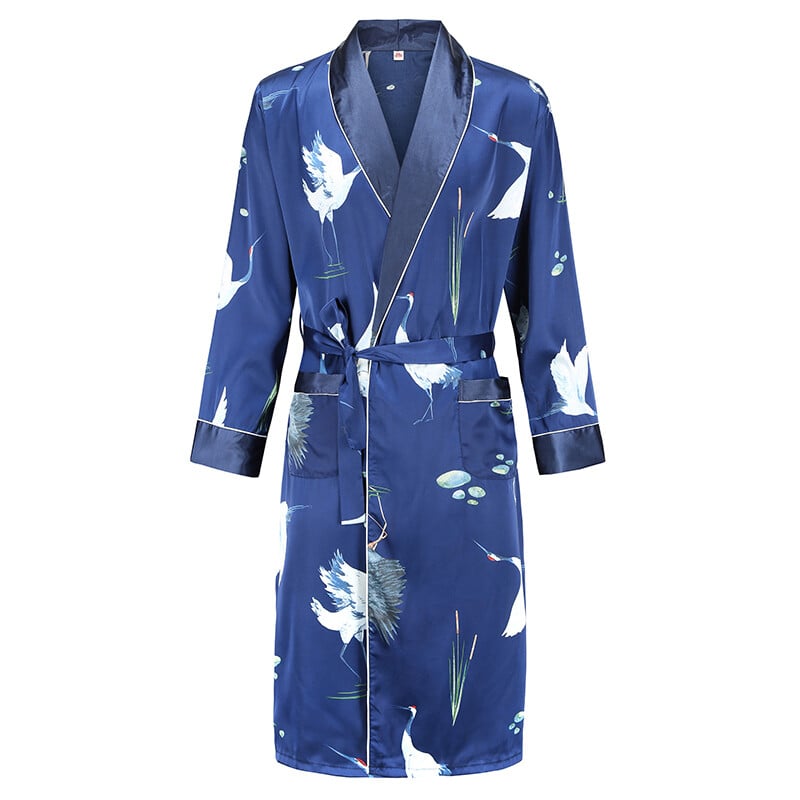 Pánske župany, nočné košele s dlhým rukávom, kimono, župan, hodvábny satén, pyžamo s potlačou draka, pyžamá na spanie, nočné košele, ležérne domáce oblečenie