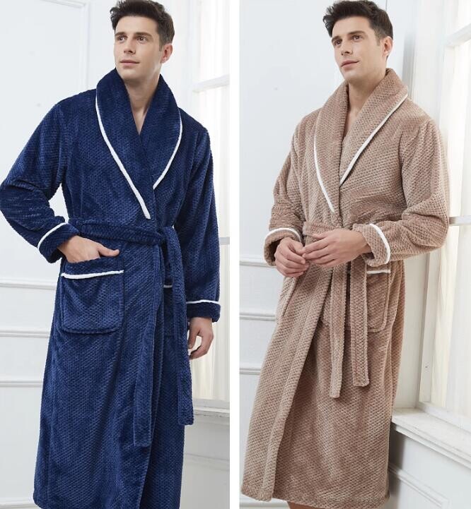 Nadrozmerné 4XL zimné flanelové dlhé párové župany na spanie, hrubé teplé koralové fleecové župany, nočné prádlo, voľné domáce oblečenie, spoločenské oblečenie