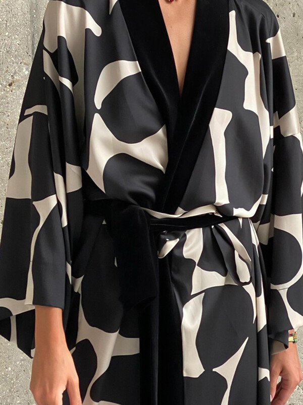 Halat de baie Hiloc până la glezne, halat de baie, cu mâneci trei sferturi, halat de iarnă pentru femei, cămașă de noapte 2024