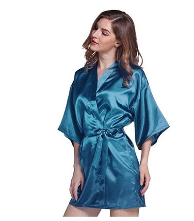 Zīda satīna kāzu līgavas halāts līgavas māsas halāts Ziedu peldmētelis īss kimono halāts Nakts halāts Vannas halāts Modes halāts sievietēm