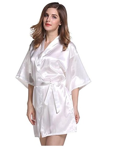 Zīda satīna kāzu līgavas halāts līgavas māsas halāts Ziedu peldmētelis īss kimono halāts Nakts halāts Vannas halāts Modes halāts sievietēm