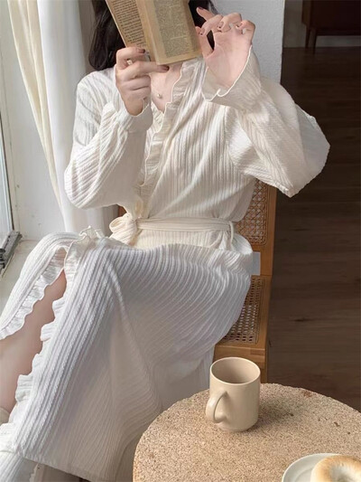 Liela izmēra halāts Sieviešu naktskleita Salda garām piedurknēm guļamveļa Peldmētelis Sieviešu rītasvārki rudens ziemas kimono halāti