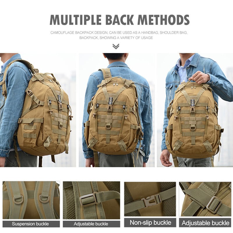 40L taktický batoh pre mužov, kempingový, turistický, reflexný 3D outdoorový cestovný batoh Molle 3P, horolezecký batoh cez rameno