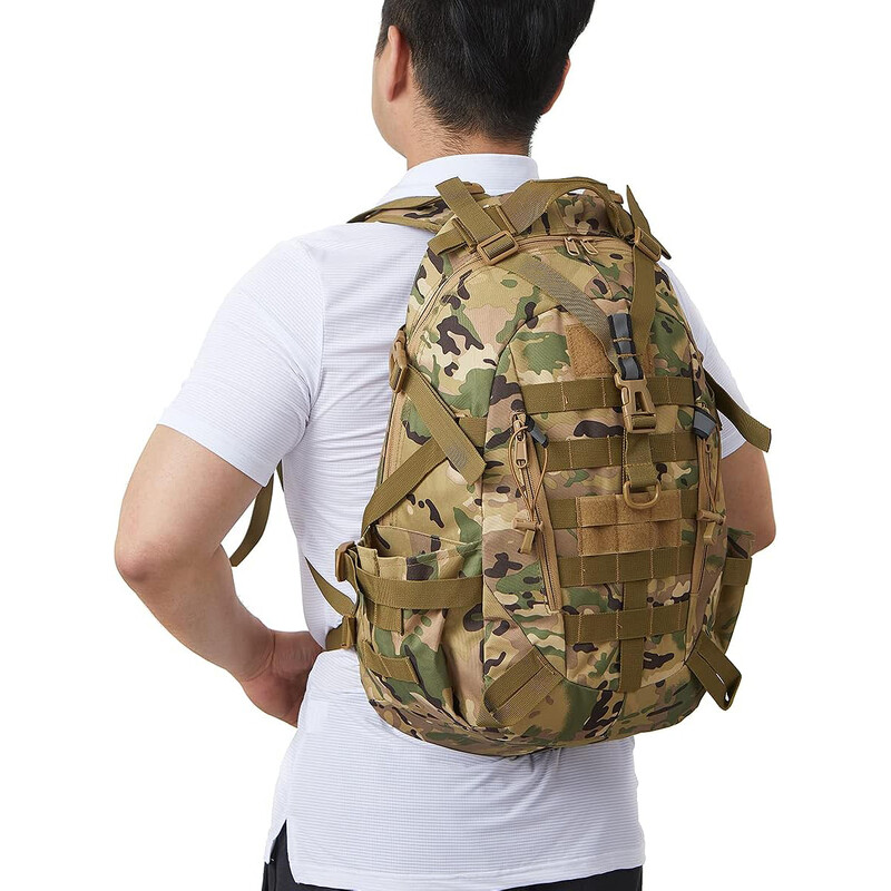 Taktický batoh QT&QY 40L pre mužov, kempingové, turistické, reflexné, outdoorové, cestovné tašky, prežitie, lezenie, taška Molle