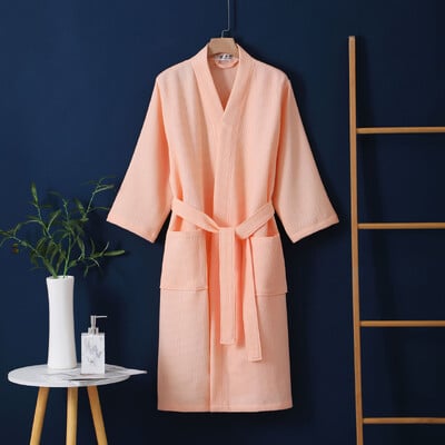 Jesenné dámske 100% bavlnené kimono župan pre družičky, ženské sexy vaflové župany, domáci župan, nevesta, svadobný peignoir