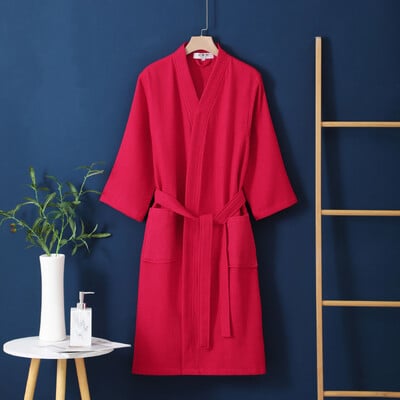 Jesenné dámske 100% bavlnené kimono župan pre družičky, ženské sexy vaflové župany, domáci župan, nevesta, svadobný peignoir