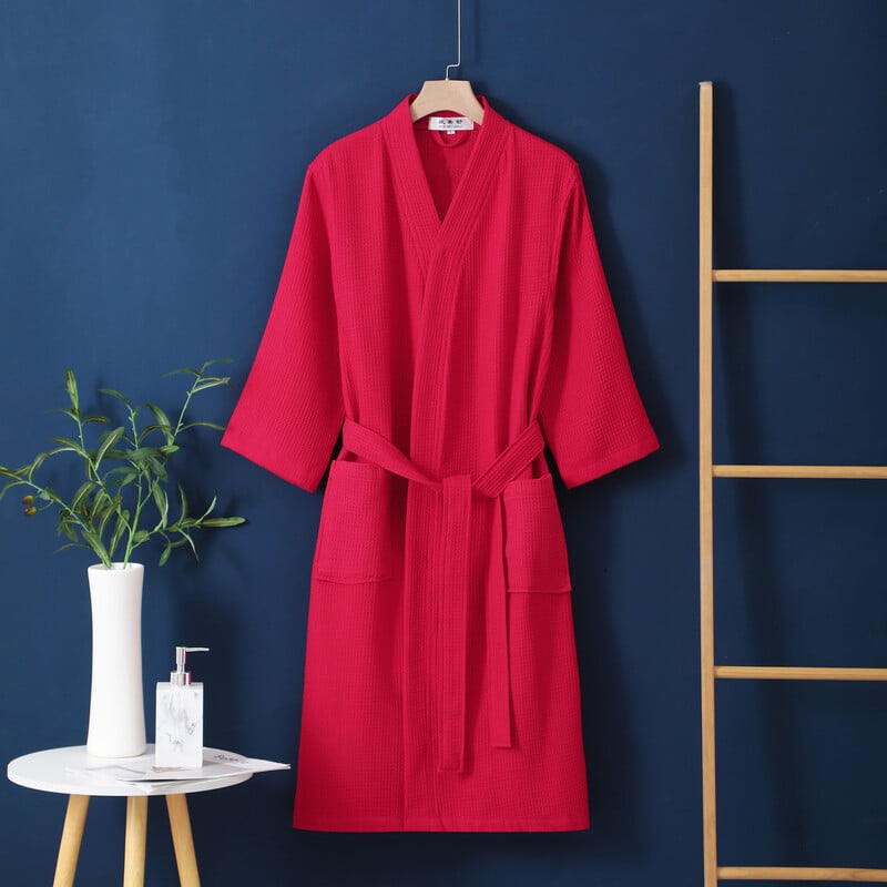 Jesenné dámske 100% bavlnené kimono župan pre družičky, ženské sexy vaflové župany, domáci župan, nevesta, svadobný peignoir