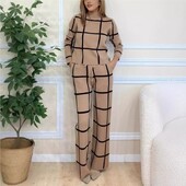 Jarné a jesenné dámske 2-dielne oblekové súpravy 2024 Nové tričko Ležérne Voľný strih Sveter Nohavice 2-dielne nohavice Súpravy Elegantné outfity