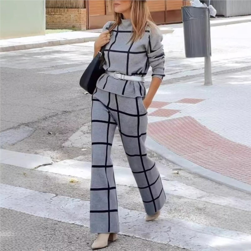 Jarné a jesenné dámske 2-dielne oblekové súpravy 2024 Nové tričko Ležérne Voľný strih Sveter Nohavice 2-dielne nohavice Súpravy Elegantné outfity