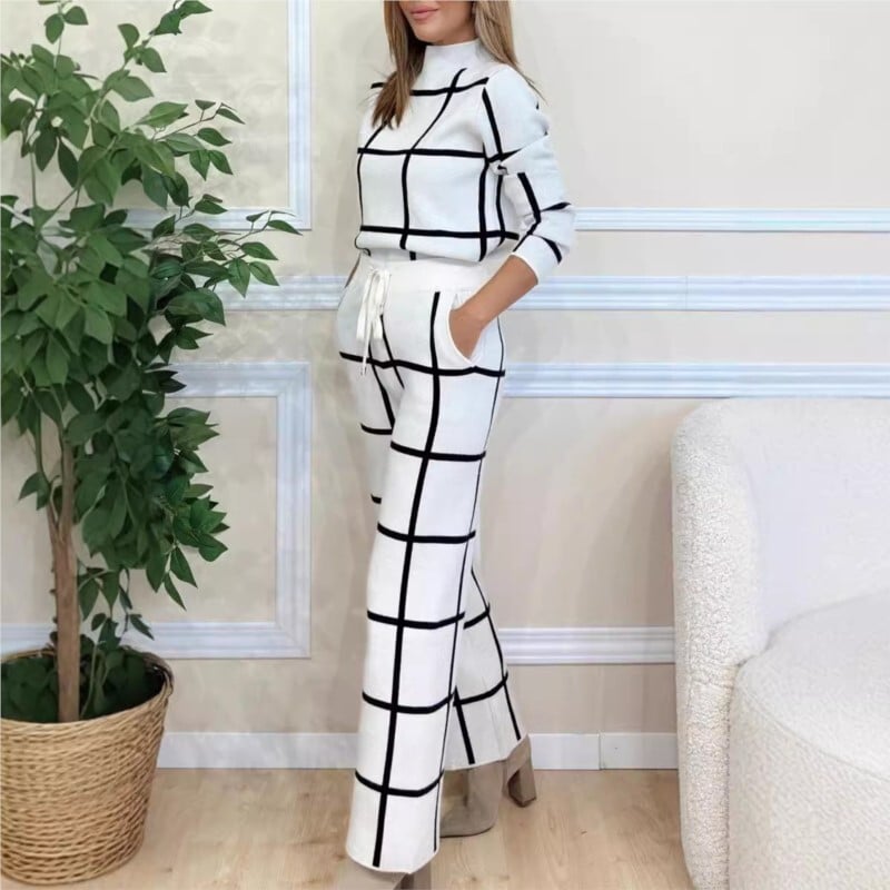 Jarné a jesenné dámske 2-dielne oblekové súpravy 2024 Nové tričko Ležérne Voľný strih Sveter Nohavice 2-dielne nohavice Súpravy Elegantné outfity