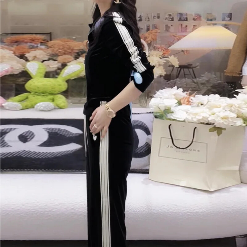 3 részes szett tavaszi kivitel Csúcskategóriás bársony állvány gallér Vékony divatos ruhák kültéri kabát nadrág női