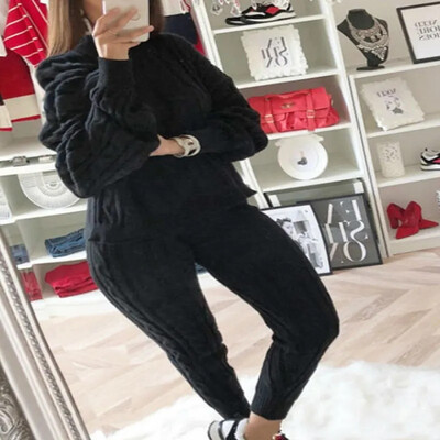 Casual Πουλόβερ δύο τεμαχίων Χοντρά Πλεκτά Πλεκτά Παντελόνια Πλεκτά Πλεκτά Σετ ώμου Γυναικεία Μακρυμάνικα Πλεκτά