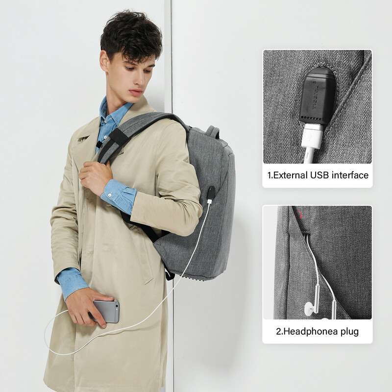 Élettartamra szóló garancia Férfi lopásgátló hátizsák 15,6 hüvelykes laptop hátizsák USB-porttal utazótáska Férfi Mochila alkalmi iskolatáska