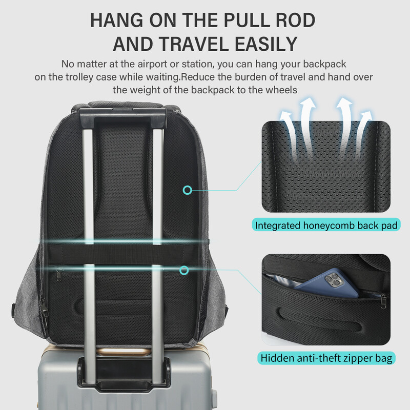 Élettartamra szóló garancia Férfi lopásgátló hátizsák 15,6 hüvelykes laptop hátizsák USB-porttal utazótáska Férfi Mochila alkalmi iskolatáska