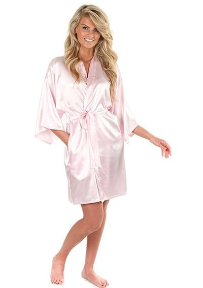 Szexi nagy méretű műselyem szatén éjszakai kimonó köntös rövid fürdőköpeny, tökéletes esküvői menyasszony koszorúslány köntös pongyola WY-01