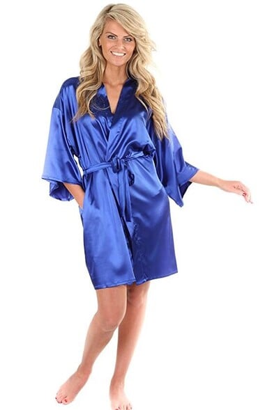 Szexi nagy méretű műselyem szatén éjszakai kimonó köntös rövid fürdőköpeny, tökéletes esküvői menyasszony koszorúslány köntös pongyola WY-01