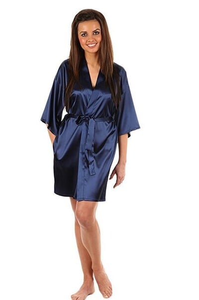 Szexi nagy méretű műselyem szatén éjszakai kimonó köntös rövid fürdőköpeny, tökéletes esküvői menyasszony koszorúslány köntös pongyola WY-01