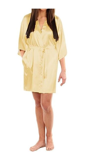 Szexi nagy méretű műselyem szatén éjszakai kimonó köntös rövid fürdőköpeny, tökéletes esküvői menyasszony koszorúslány köntös pongyola WY-01