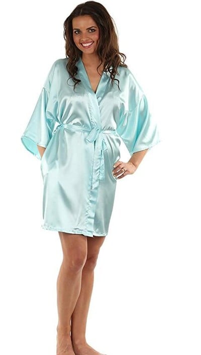 Szexi nagy méretű műselyem szatén éjszakai kimonó köntös rövid fürdőköpeny, tökéletes esküvői menyasszony koszorúslány köntös pongyola WY-01