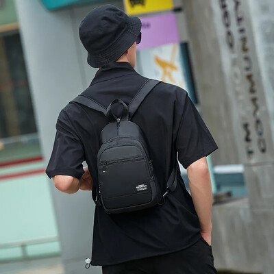 Mini férfi hátizsák divatos kis fekete vállas iskolatáska férfinak 2023 vászon Designer vízálló utazási hátizsákok textil férfi