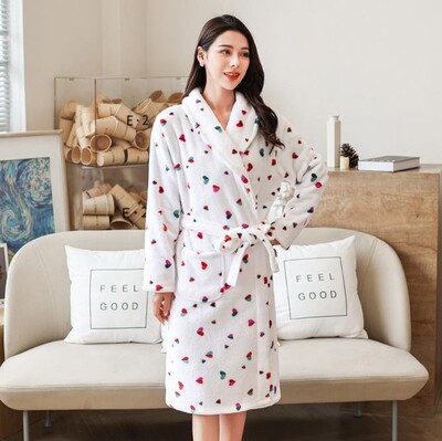 Moteriškas ilgas žieminis chalatas Pūkuotas, šiltas moteriškas chalatas su varčiomis Minkštas kimono chalatas, rožinė, patogūs miegui skirti drabužiai moterims