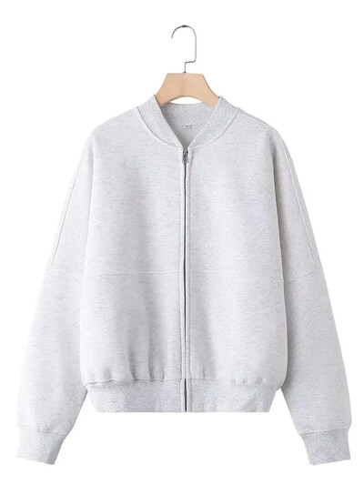 Divatos, 2024-es női Zip Bomber pulóver vagy sztreccs magas derekú plüss nadrág, sokoldalú, kétrészes női készlet