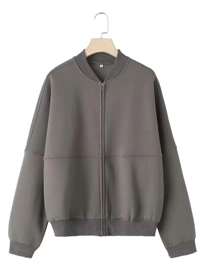 Divatos, 2024-es női Zip Bomber pulóver vagy sztreccs magas derekú plüss nadrág, sokoldalú, kétrészes női készlet