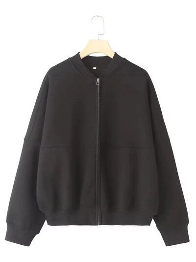 Divatos, 2024-es női Zip Bomber pulóver vagy sztreccs magas derekú plüss nadrág, sokoldalú, kétrészes női készlet