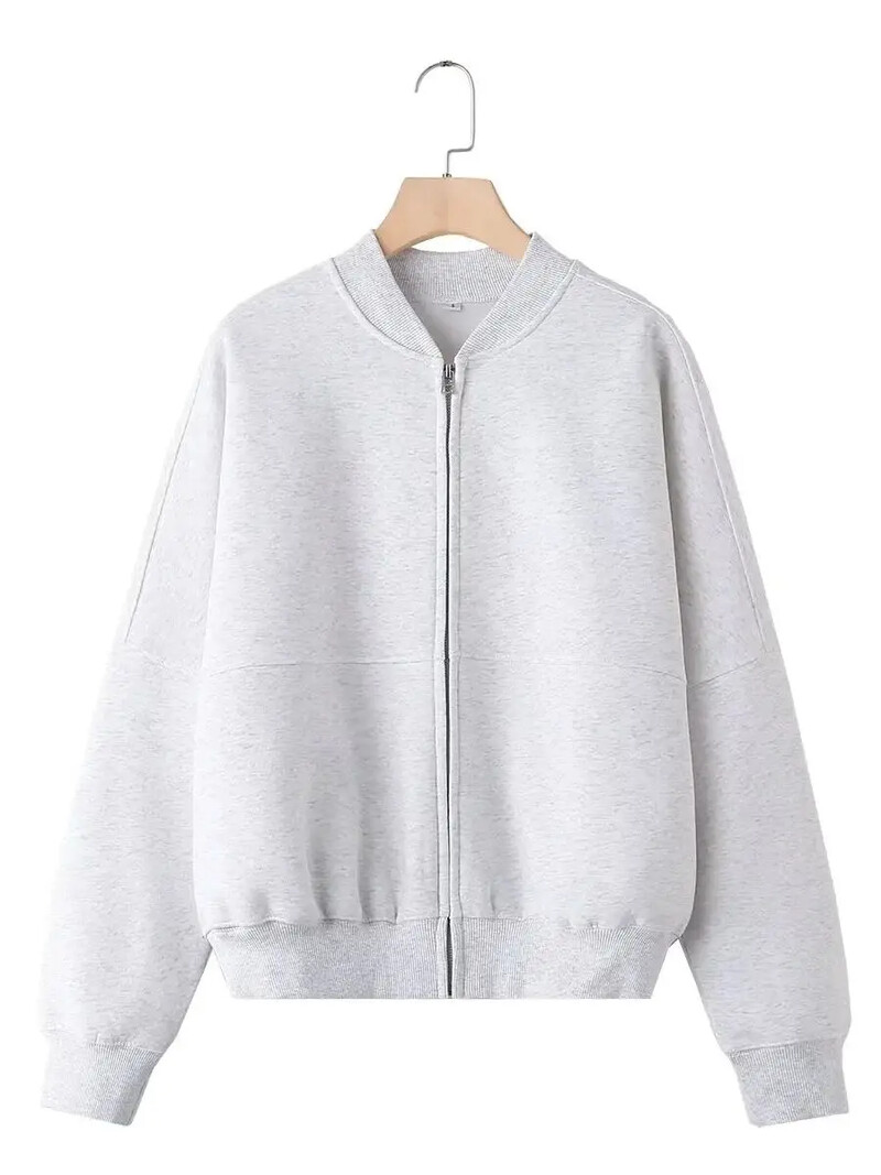 Divatos, 2024-es női Zip Bomber pulóver vagy sztreccs magas derekú plüss nadrág, sokoldalú, kétrészes női készlet