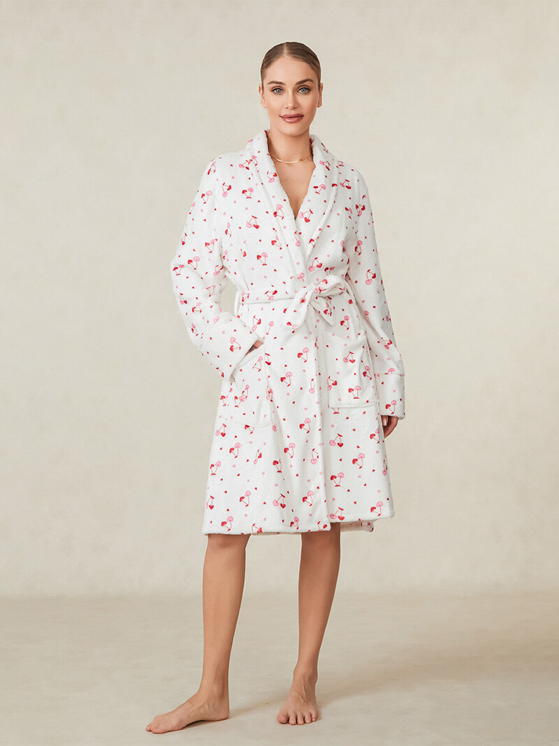Дамски халат халат череша шал яка халат за хотел спа парти кимоно халат с колан