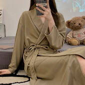 Kimono chalatas Moteriški pamergių chalatai Rudeninė vientisa medvilnė naktinė suknelė pižama chalatas moteriškas namų chalatai plius dydis M-3XL