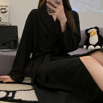 Kimono chalatas Moteriški pamergių chalatai Rudeninė vientisa medvilnė naktinė suknelė pižama chalatas moteriškas namų chalatai plius dydis M-3XL