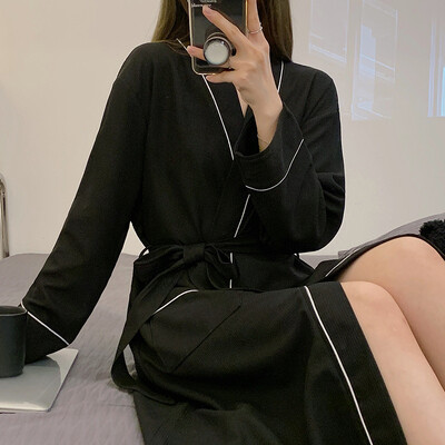 Kimono chalatas Moteriški pamergių chalatai Rudeninė vientisa medvilnė naktinė suknelė pižama chalatas moteriškas namų chalatai plius dydis M-3XL