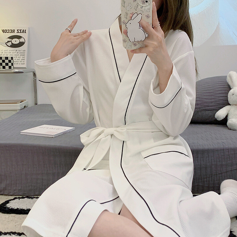 Kimono chalatas Moteriški pamergių chalatai Rudeninė vientisa medvilnė naktinė suknelė pižama chalatas moteriškas namų chalatai plius dydis M-3XL