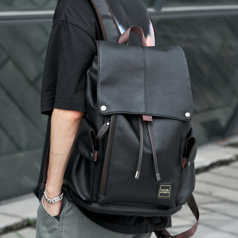 Bőr férfi hátizsák főiskolai stílusú, vízálló hátizsák USB-vel, 15,6 hüvelykes, nagy kapacitású, hétköznapi naptáskák Mochila