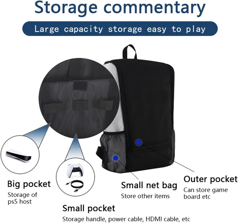 Ceļojumu uzglabāšanas rokassomas mugursoma PS5 konsolei Luksusa aizsargājoša soma Roktura soma PS5 komplektam Ceļojumu pārnēsāšanas soma