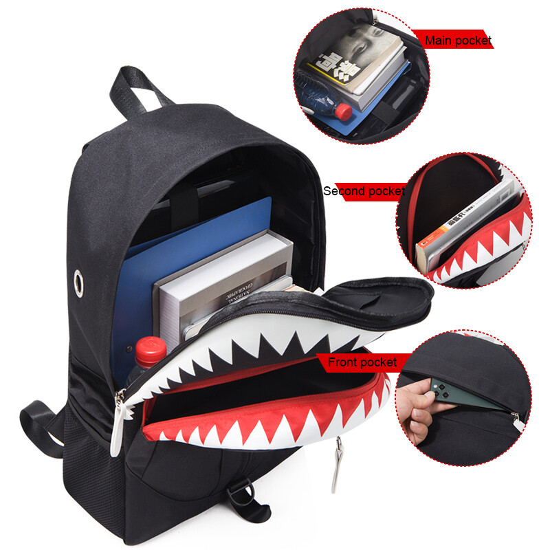 Módny batoh s USB nabíjaním v noci, svietiaci žralok, batoh na notebook, študentská taška na hrudník, školské tašky pre tínedžerov, cestovná taška