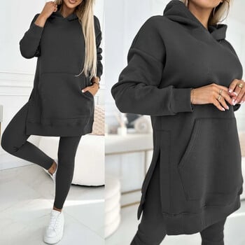 Casual Two Piece Σετ Γυναικεία ρούχα Streetwear 2024 Summer Sports Leisure Μακρυμάνικα Hoodie Παντελόνι με χοντρό κάτω μέρος Γυναικείο κοστούμι