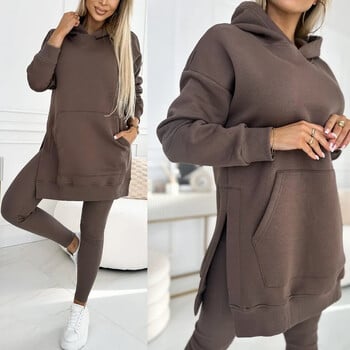 Casual Two Piece Σετ Γυναικεία ρούχα Streetwear 2024 Summer Sports Leisure Μακρυμάνικα Hoodie Παντελόνι με χοντρό κάτω μέρος Γυναικείο κοστούμι