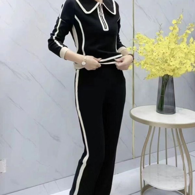 Μοντέρνο casual κοστούμι για γυναικεία 2024 άνοιξη φθινόπωρο Κορεατικά αθλητικά συνονθύλευμα παντελόνια δύο τεμαχίων σετ για τρέξιμο
