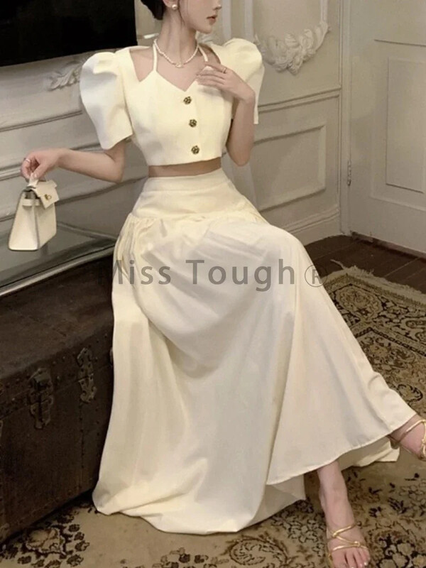 Toamnă Sexy Advanced Sense 2 Piese Set Femei Franțuzesc Delicat Elegant Elegant Socialite Femei Topuri scurte Negru + Fusta cu talie înaltă